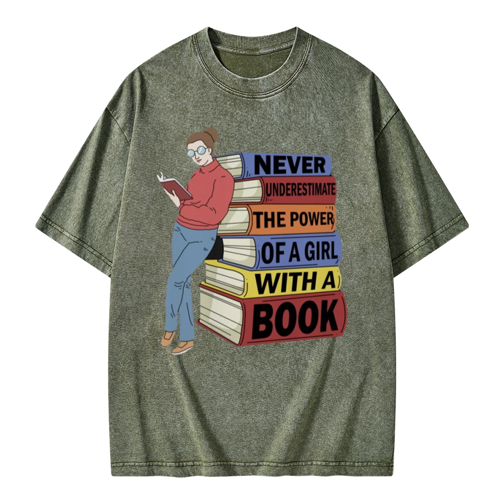 Pagewings Power Of A Girl With A Book Unisex Washed T-shirt