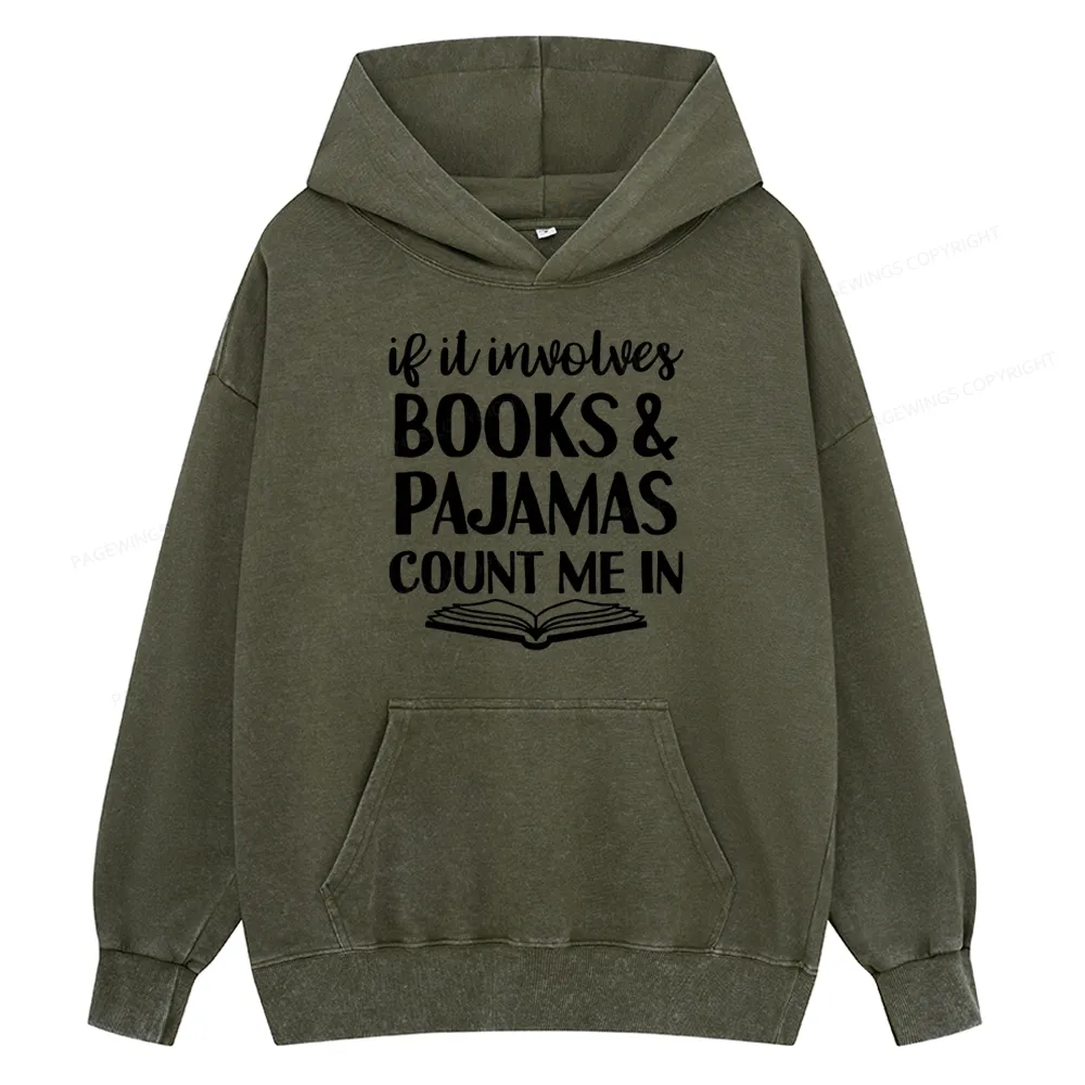 Pagewings Books And Pajamas Unisex Washed Hoodie