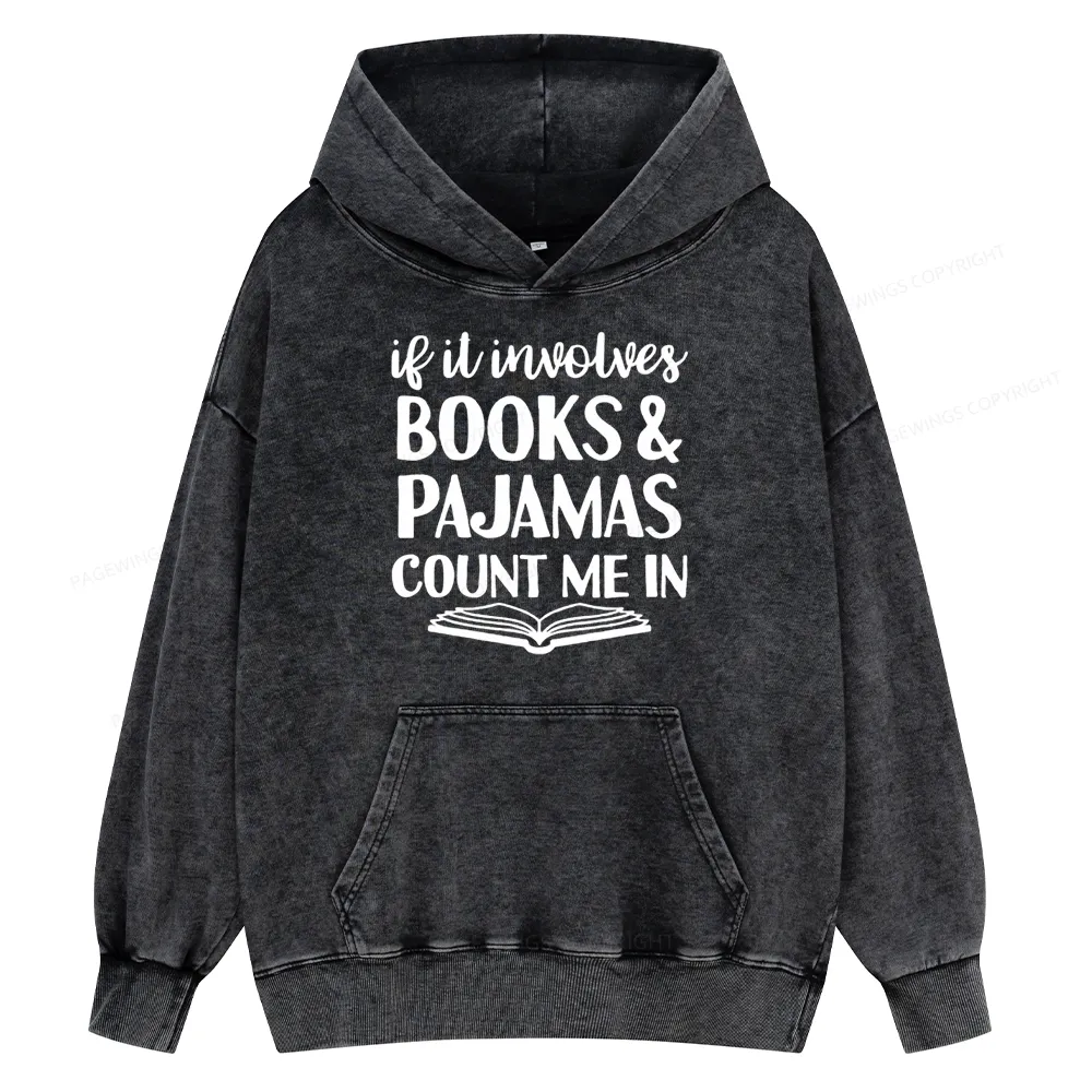 Pagewings Books And Pajamas Unisex Washed Hoodie