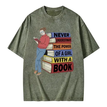 Pagewings Power Of A Girl With A Book Unisex Washed T-shirt