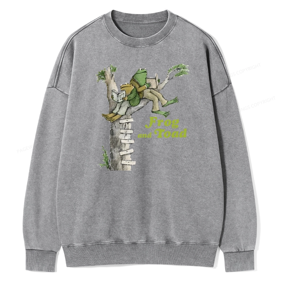 Pagewings Frog and Toad Old Book Unisex Washed Sweatshirt