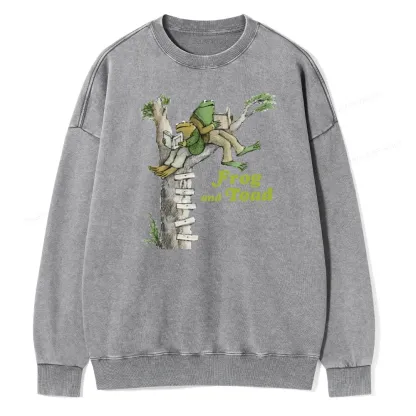 Pagewings Frog and Toad Old Book Unisex Washed Sweatshirt
