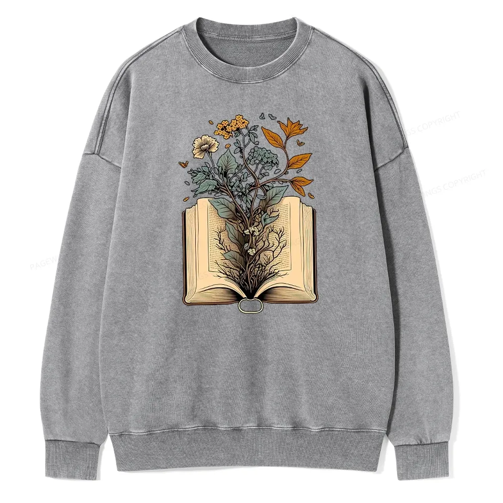 Pagewings Growing Book Unisex Washed Sweatshirt