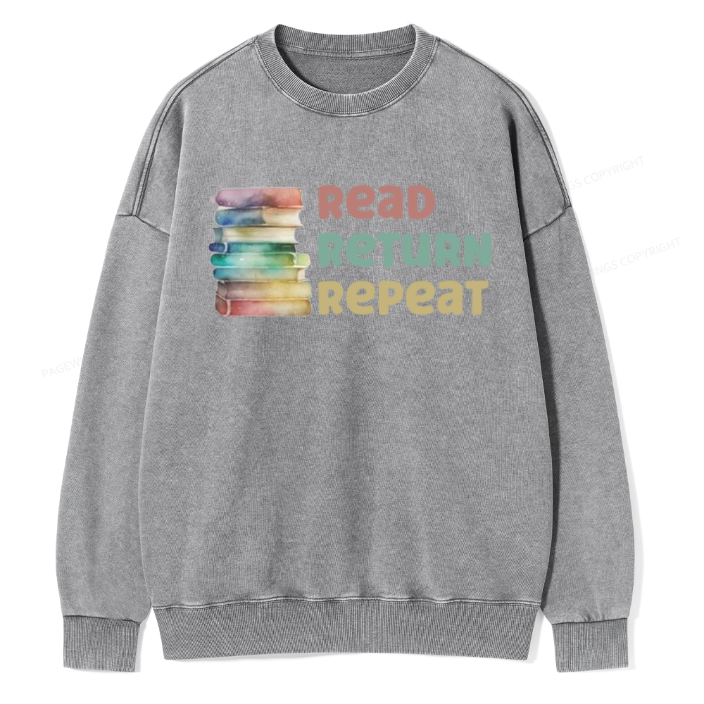 Pagewings Read Return Repeat Unisex Washed Sweatshirt