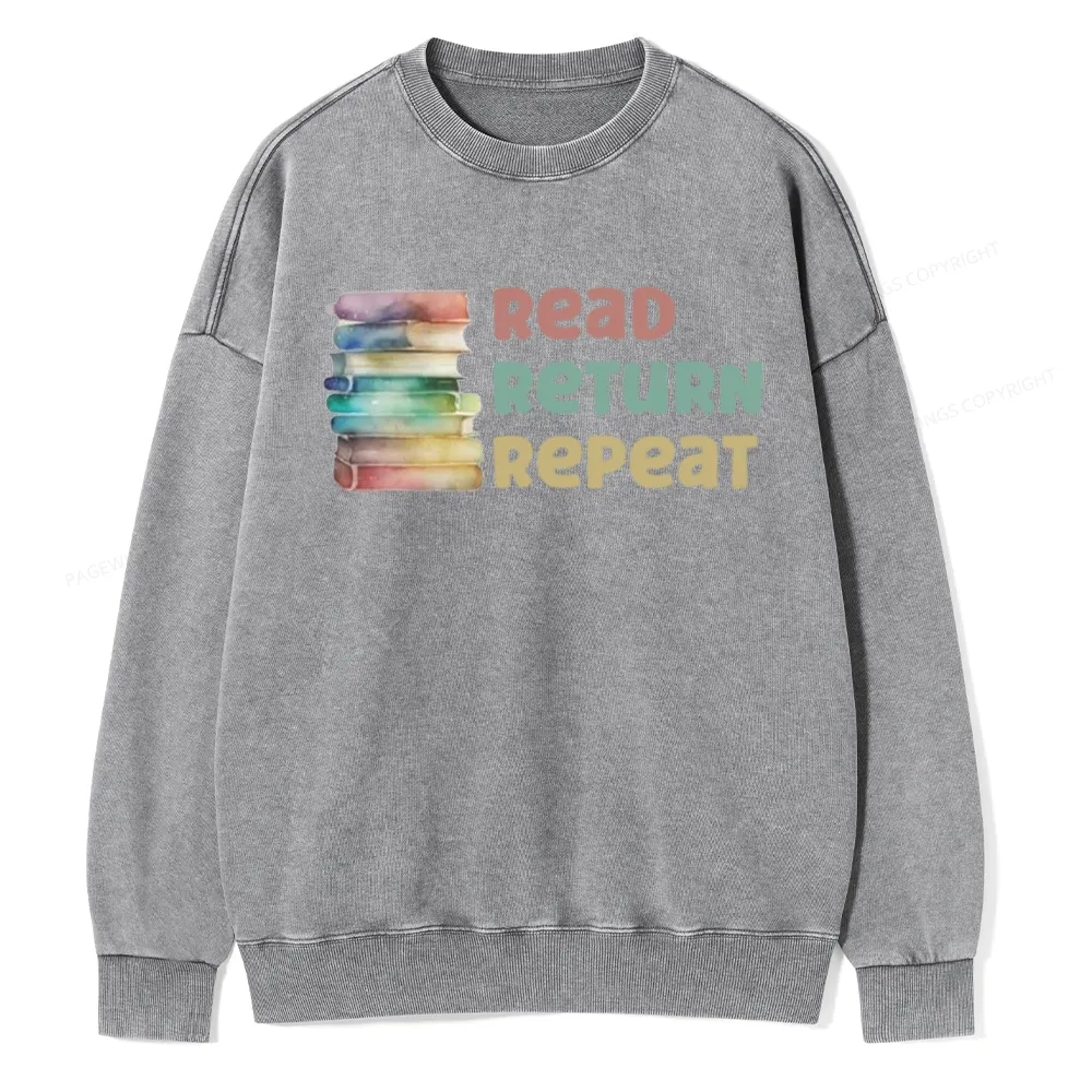 Pagewings Read Return Repeat Unisex Washed Sweatshirt