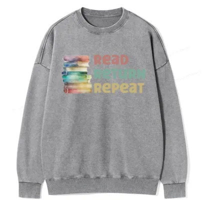 Pagewings Read Return Repeat Unisex Washed Sweatshirt