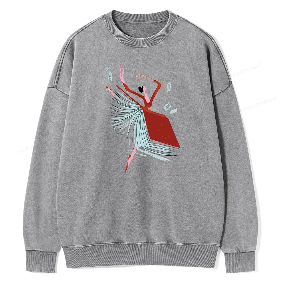 Pagewings Girl Dancing Pages Unisex Washed Sweatshirt