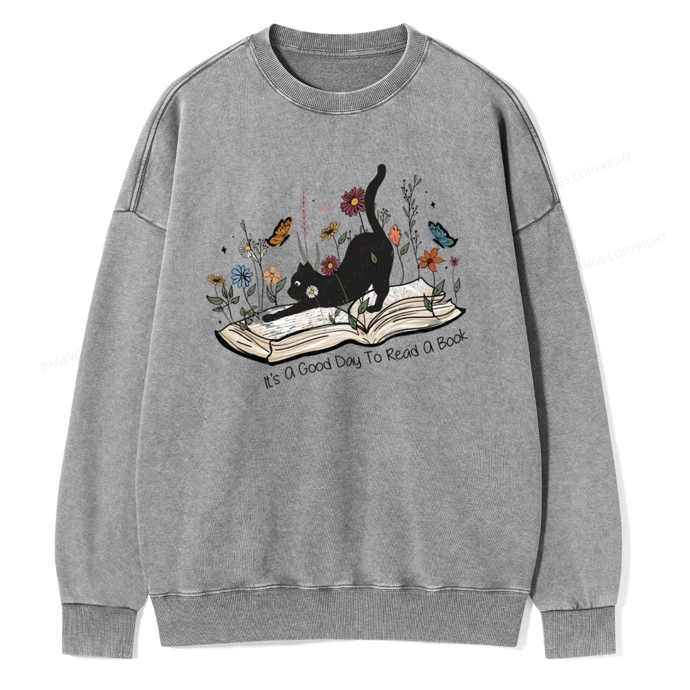 Pagewings It’s A Good Day To Read A Boo Unisex Washed Sweatshirt