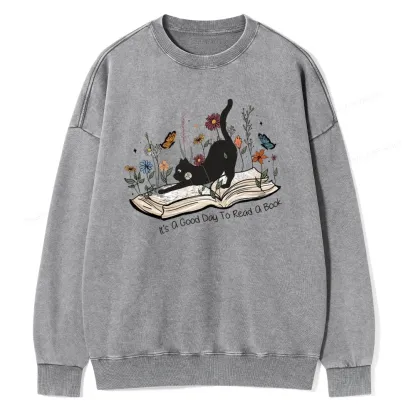 Pagewings It’s A Good Day To Read A Boo Unisex Washed Sweatshirt