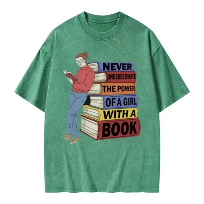 Pagewings Power Of A Girl With A Book Unisex Washed T-shirt