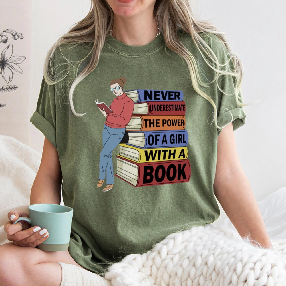 Pagewings Power Of A Girl With A Book Unisex Washed T-shirt