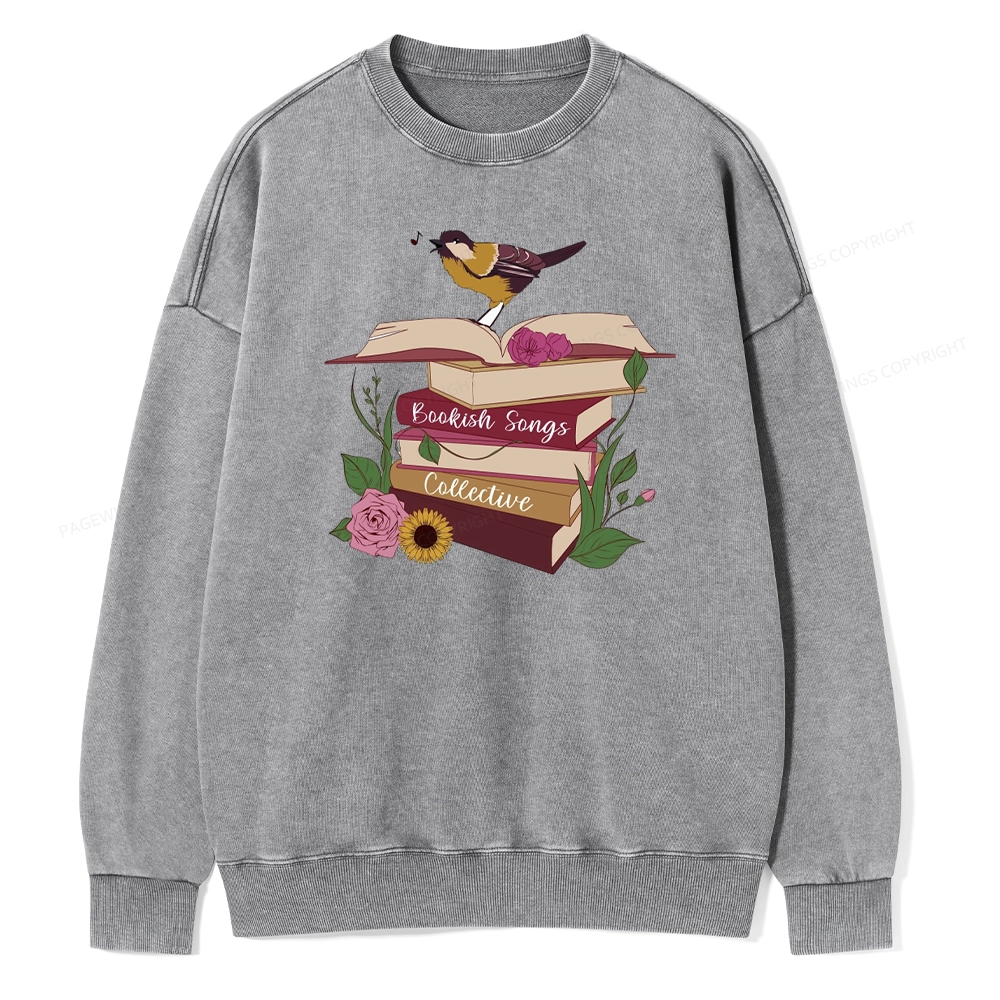 Pagewings Bookish Songbird Unisex Washed Sweatshirt