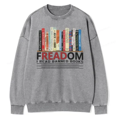 Pagewings Freadom I Read Banned Books Unisex Washed Sweatshirt