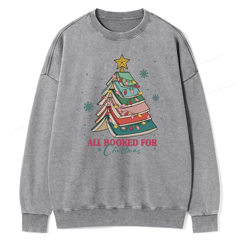 Pagewings All Booked For Christmas Unisex Washed Sweatshirt
