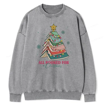 Pagewings All Booked For Christmas Unisex Washed Sweatshirt