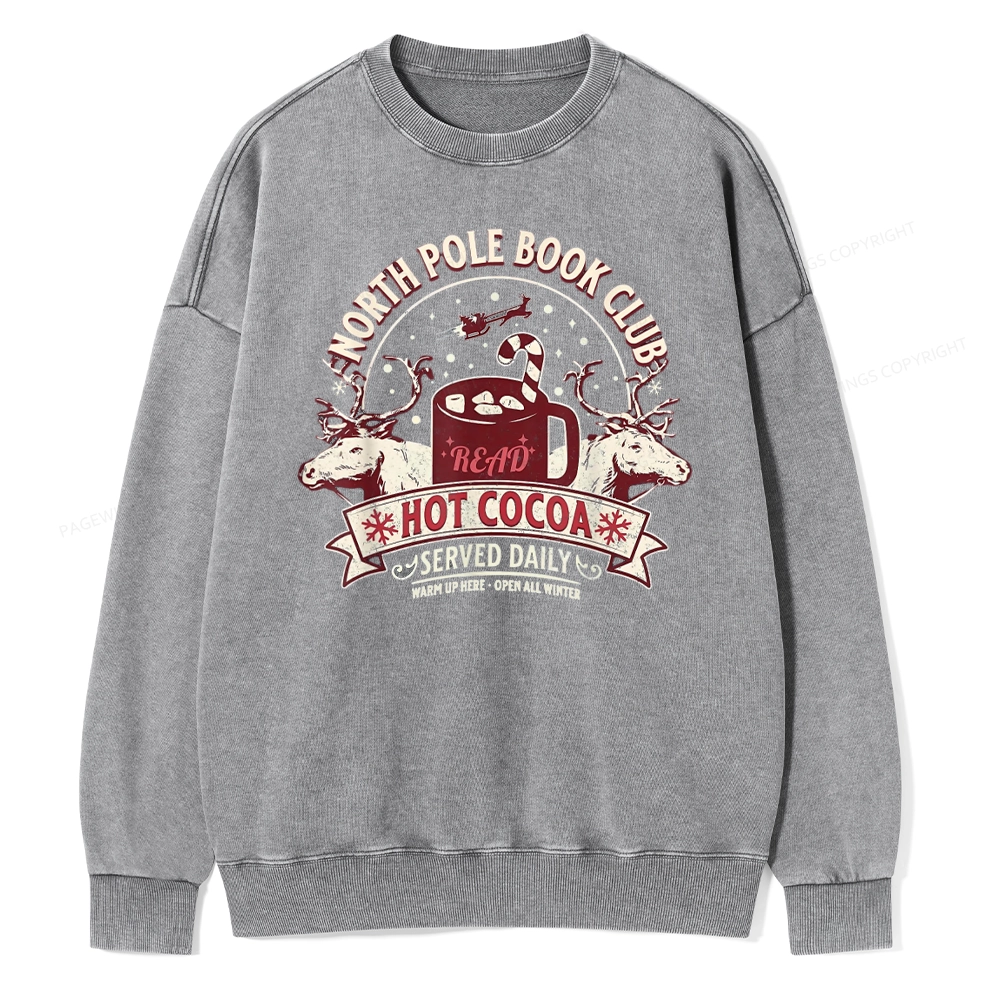 Pagewings North Pole Book Club Unisex Washed Sweatshirt