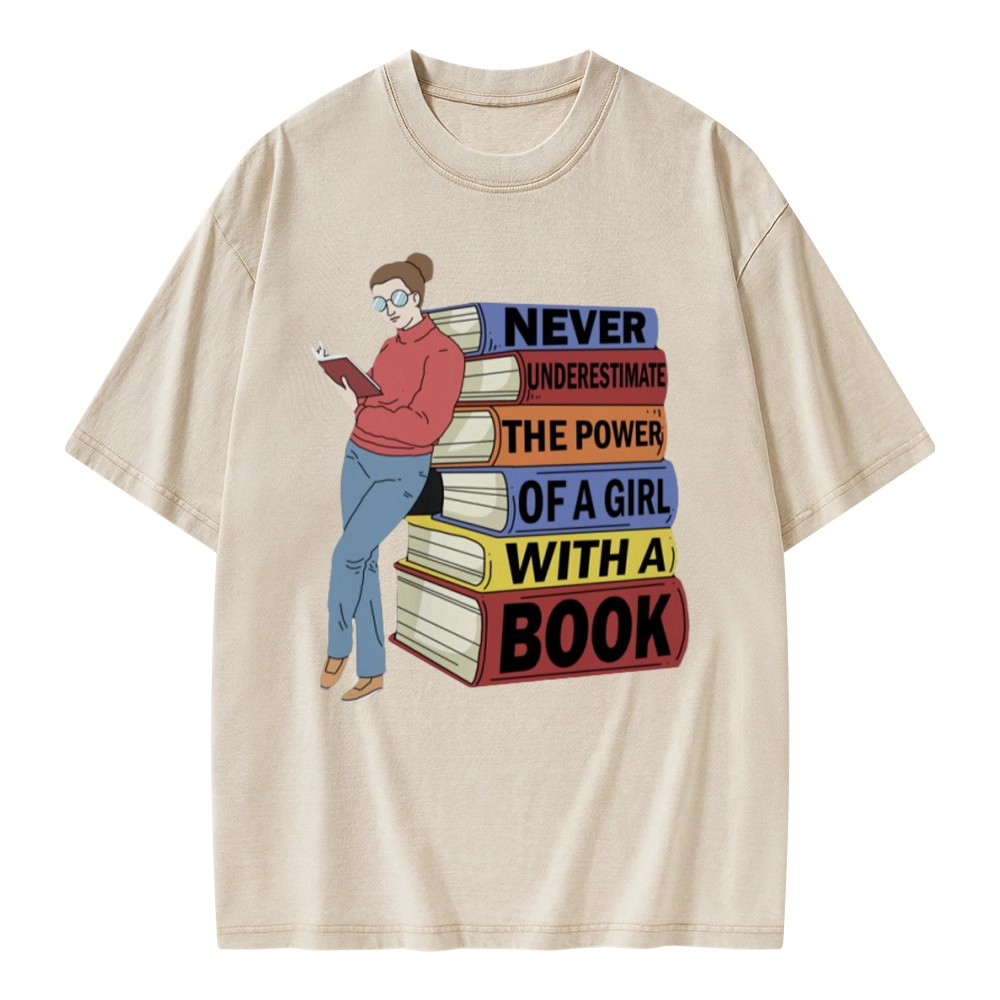 Pagewings Power Of A Girl With A Book Unisex Washed T-shirt