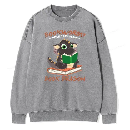 Pagewings Book Dragon Unisex Washed Sweatshirt
