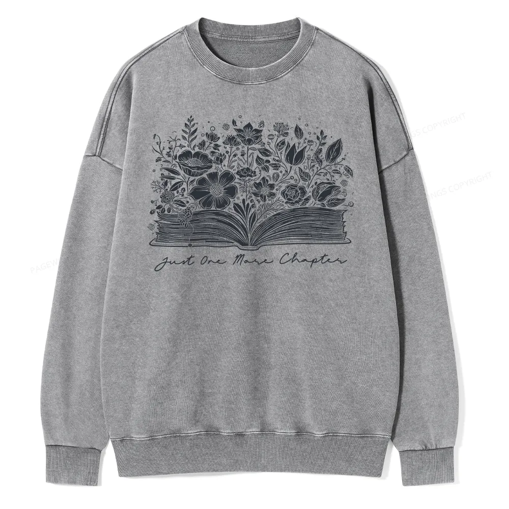 Pagewings Just One More Chapter Unisex Washed Sweatshirt