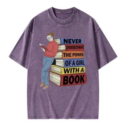 Pagewings Power Of A Girl With A Book Unisex Washed T-shirt
