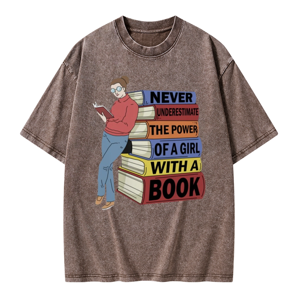 Pagewings Power Of A Girl With A Book Unisex Washed T-shirt
