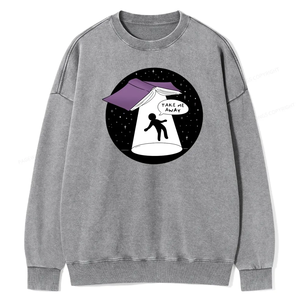 Pagewings Take Me Away Unisex Washed Sweatshirt