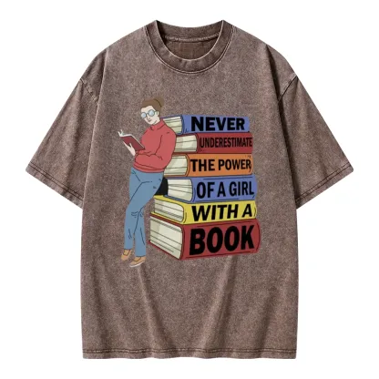 Pagewings Power Of A Girl With A Book Unisex Washed T-shirt