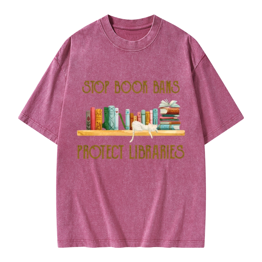 Pagewings Stop Book Bans Protect Libraries Unisex Washed T-shirt