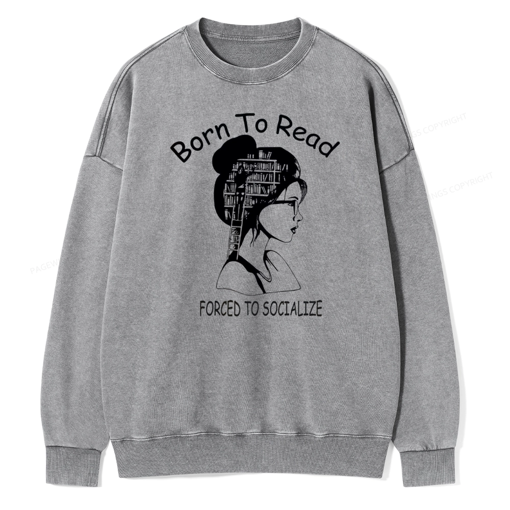 Pagewings Born To Read Unisex Washed Sweatshirt