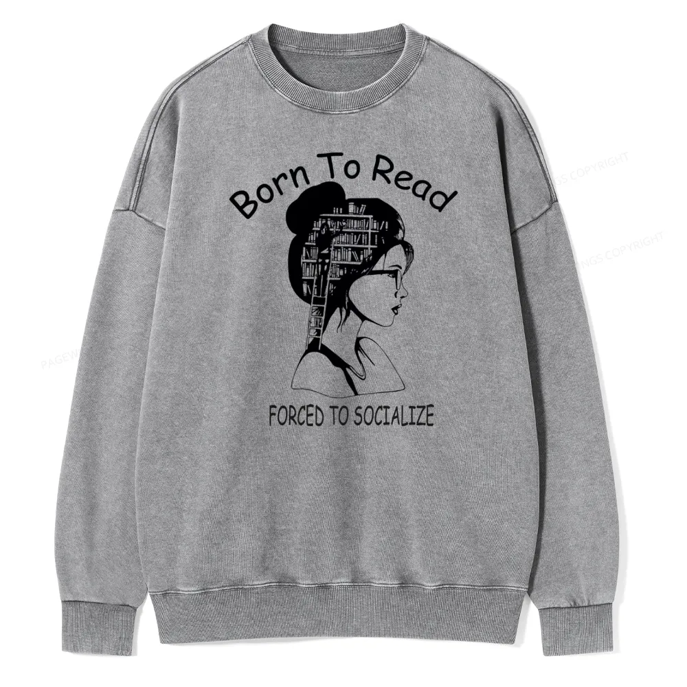 Pagewings Born To Read Unisex Washed Sweatshirt