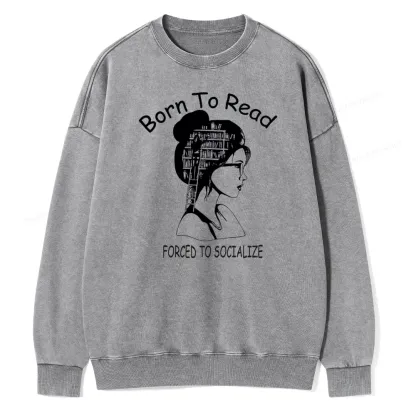 Pagewings Born To Read Unisex Washed Sweatshirt