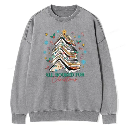 Pagewings Fourth Wing All Booked For Christmas Unisex Washed Sweatshirt