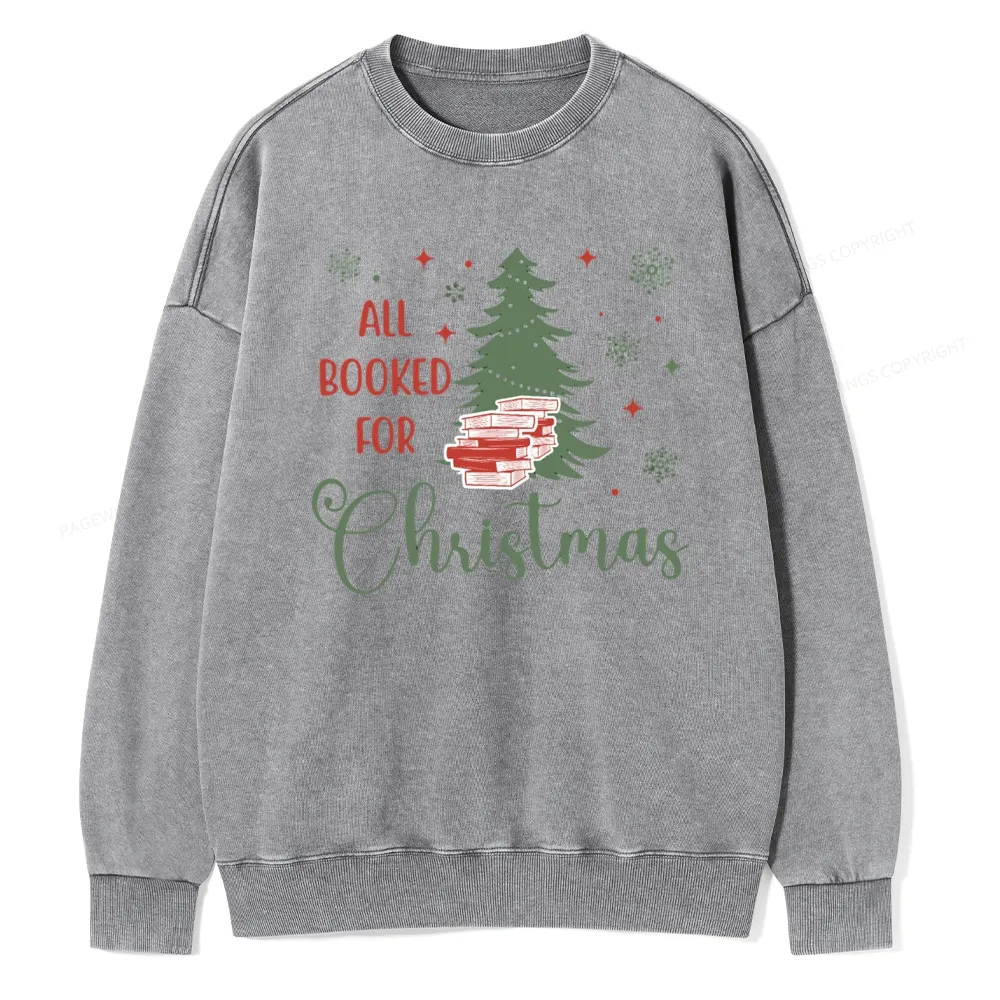 Pagewings All Booked for Christmas Unisex Washed Sweatshirt