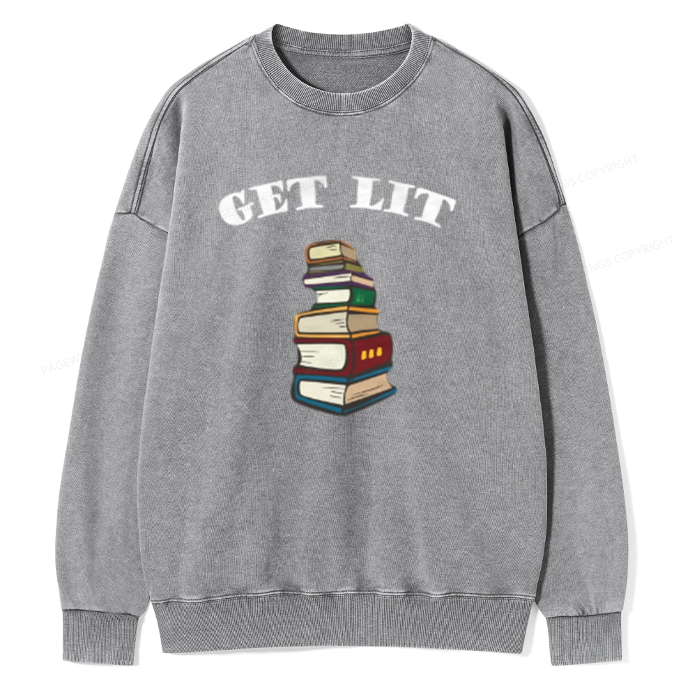Pagewings Get Lit Unisex Washed Sweatshirt