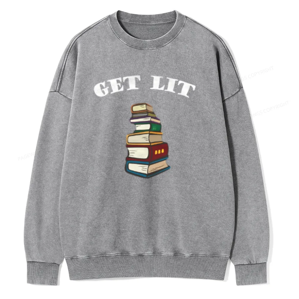 Pagewings Get Lit Unisex Washed Sweatshirt