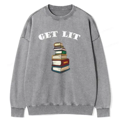 Pagewings Get Lit Unisex Washed Sweatshirt