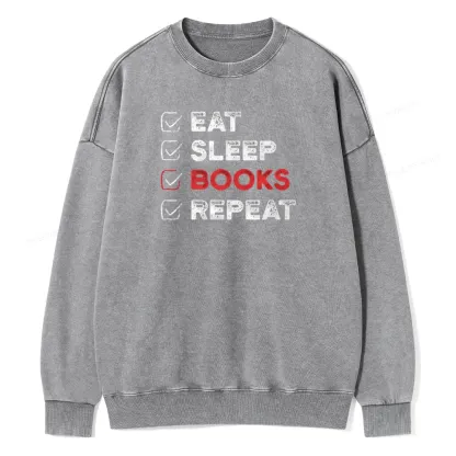 Pagewings Eat Sleep Books Repeat Unisex Washed Sweatshirt