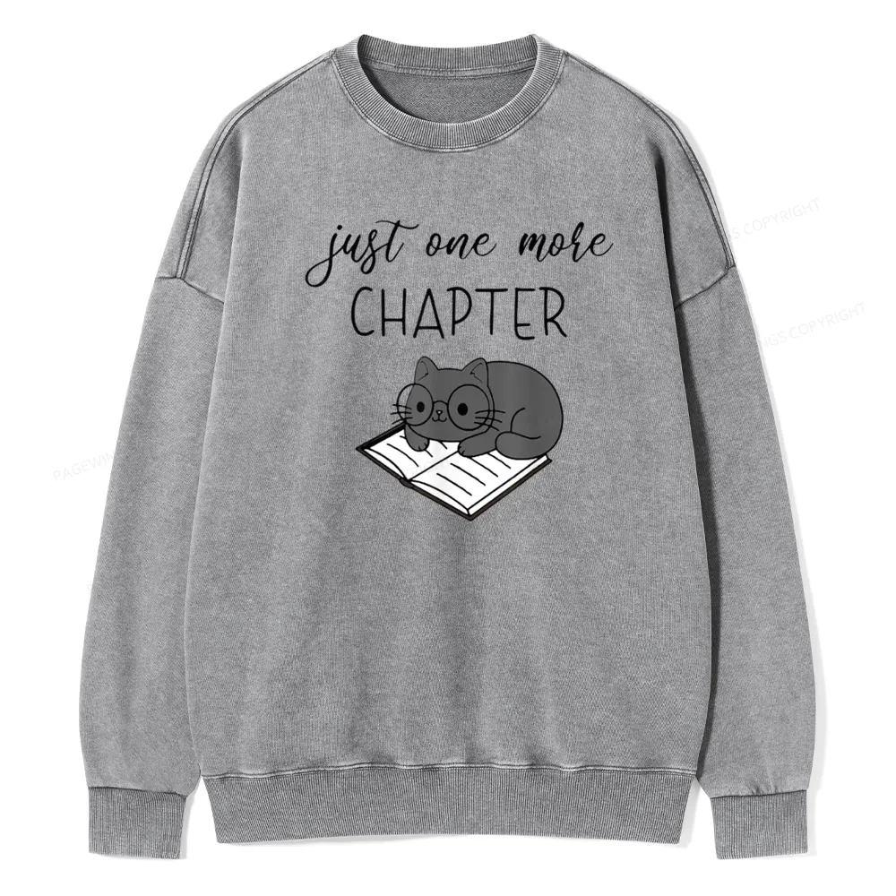 Pagewings Book Worm Reading Cat Unisex Washed Sweatshirt
