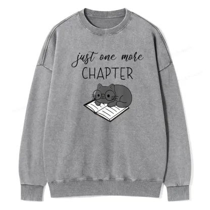 Pagewings Book Worm Reading Cat Unisex Washed Sweatshirt