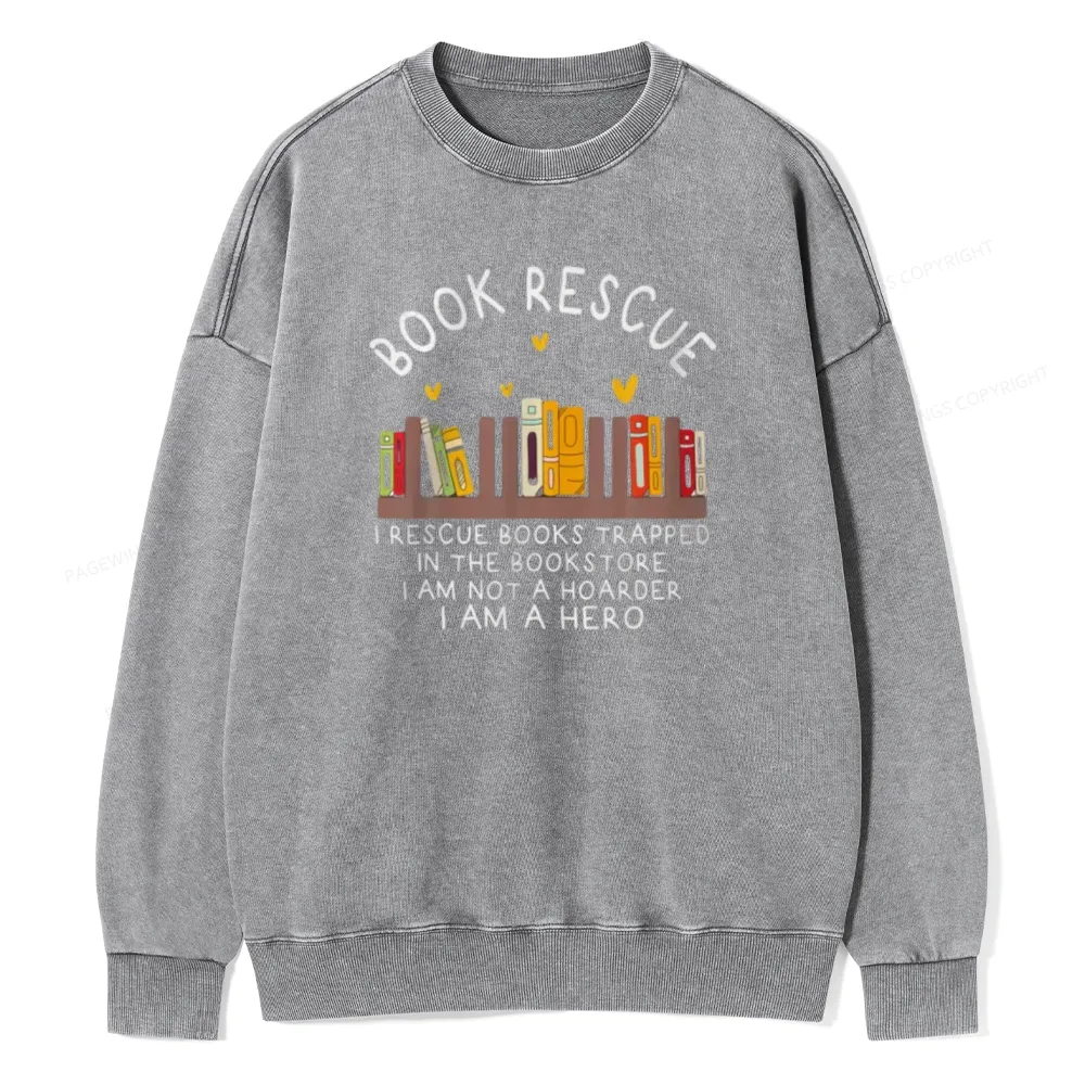 Pagewings Book Rescue Unisex Washed Sweatshirt