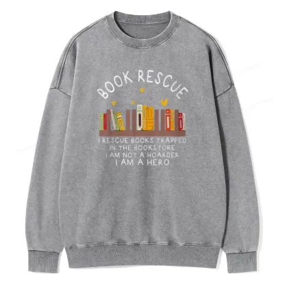 Pagewings Book Rescue Unisex Washed Sweatshirt