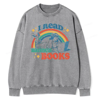Pagewings I Read Banned Books Unisex Washed Sweatshirt