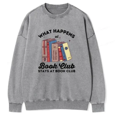 Pagewings Stays At Book Club Book Unisex Washed Sweatshirt