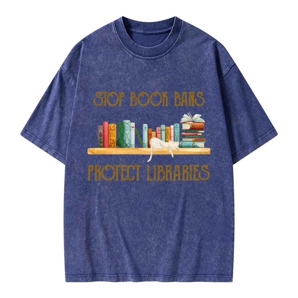 Pagewings Stop Book Bans Protect Libraries Unisex Washed T-shirt