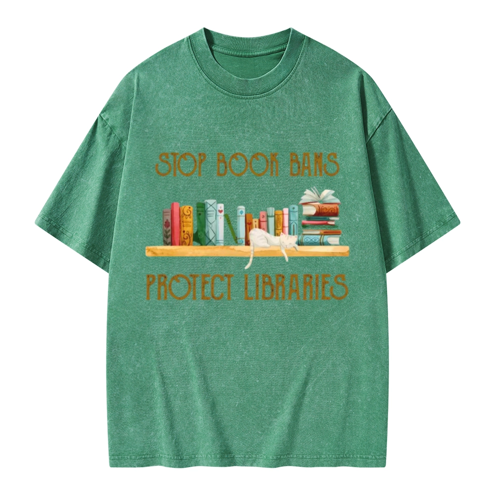Pagewings Stop Book Bans Protect Libraries Unisex Washed T-shirt