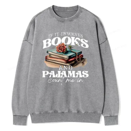 Pagewings Books And Pajamas Unisex Washed Sweatshirt