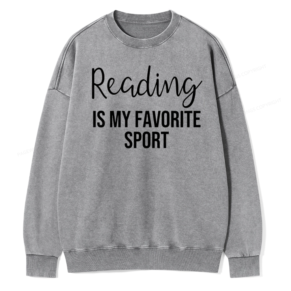 Pagewings Reading is My Favourite Sport Unisex Washed Sweatshirt