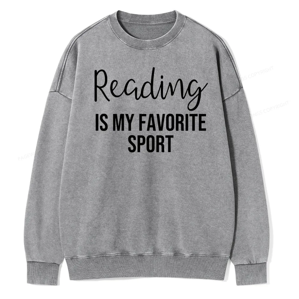 Pagewings Reading is My Favourite Sport Unisex Washed Sweatshirt