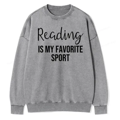 Pagewings Reading is My Favourite Sport Unisex Washed Sweatshirt
