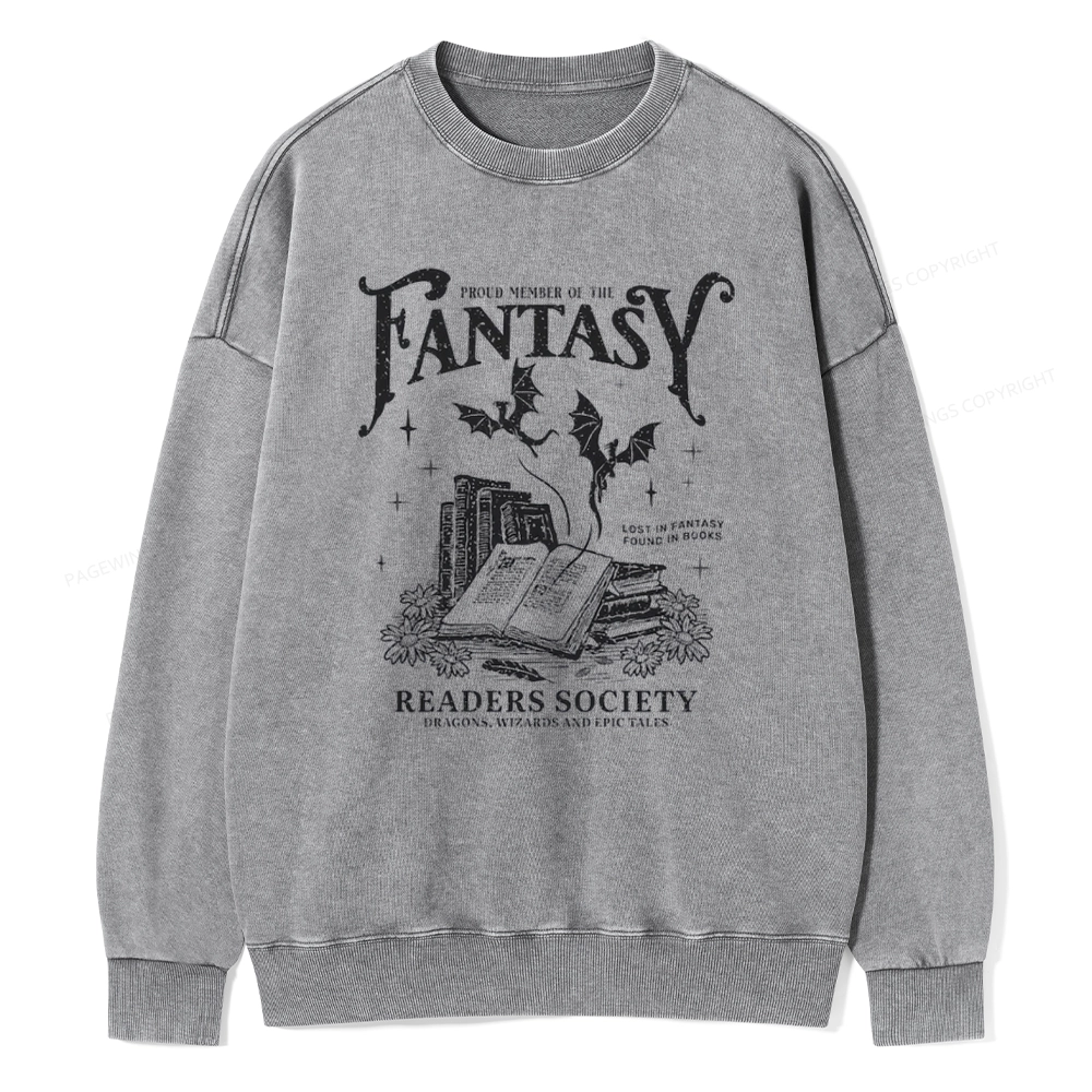 Pagewings  Fantasy Readers Society Unisex Washed Sweatshirt